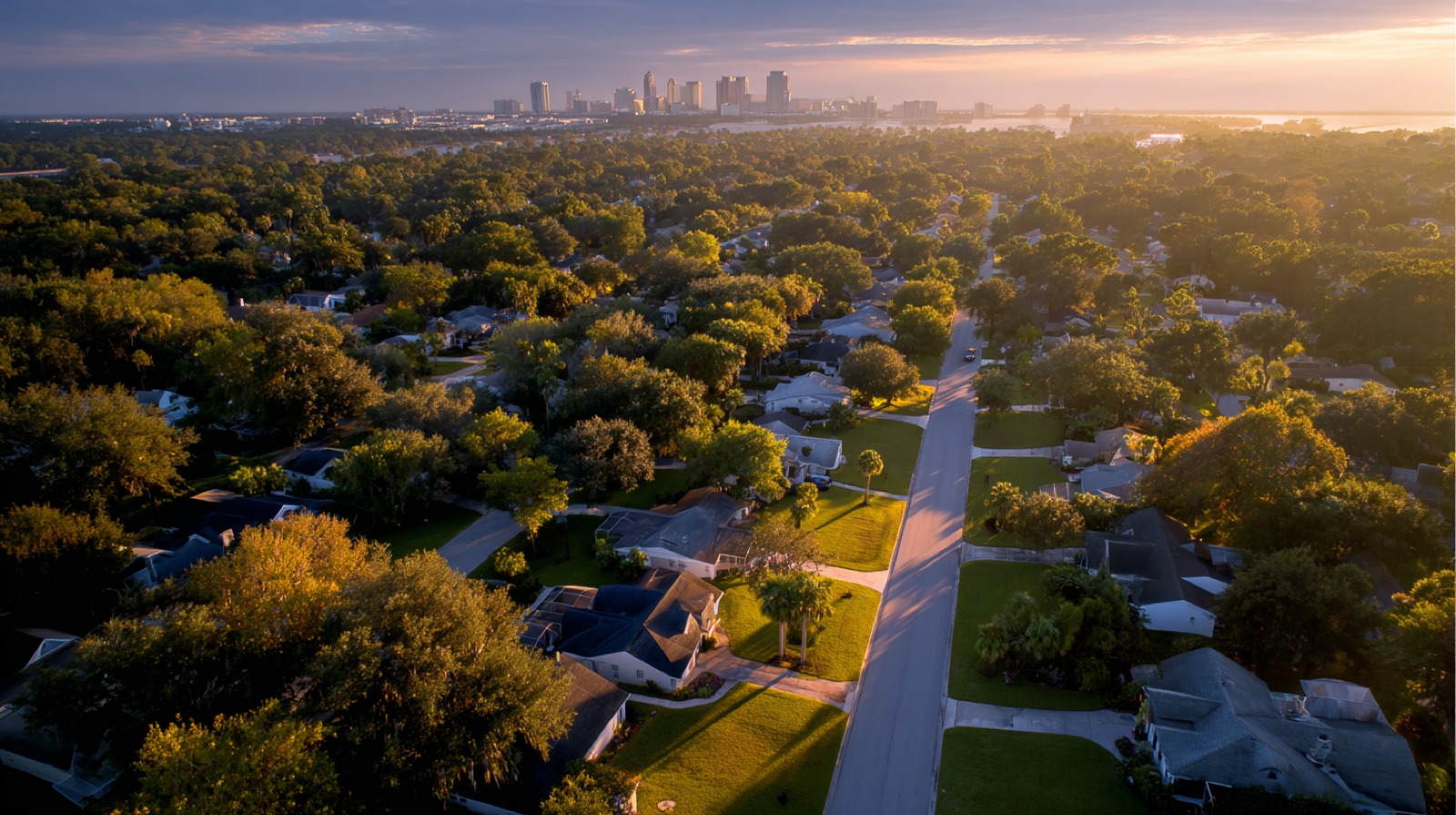 Tampa Bay aerial — Hillsborough County recorded 544 deed transfers in February 2026.